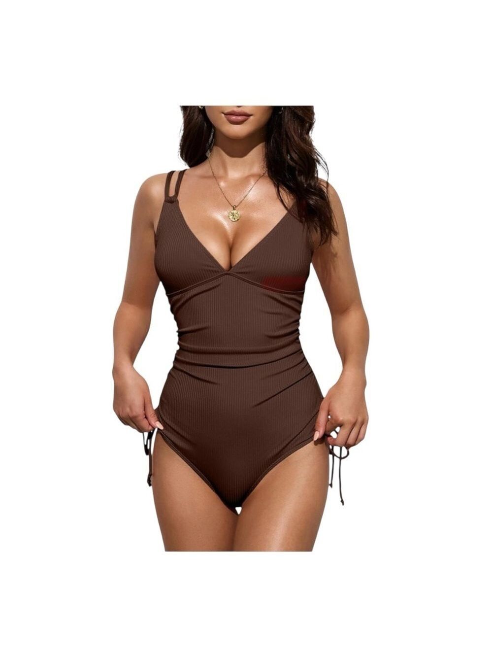 Brown One Piece Swimsuit 2XL